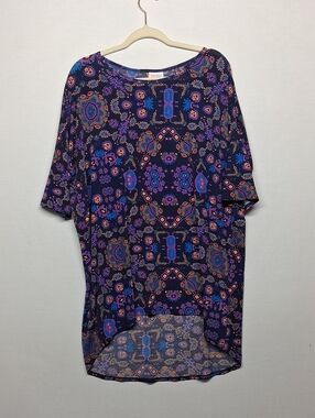 LuLaRoe Purple Multi-Print Short Sleeve Tunic